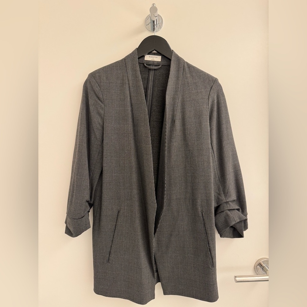 Babaton Power Blazer in Plaid Grey